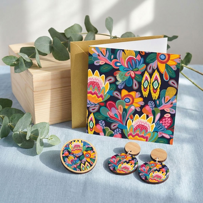 Fantasy Flora floral jewellery gift set - earrings and brooch - Kirsten Katz