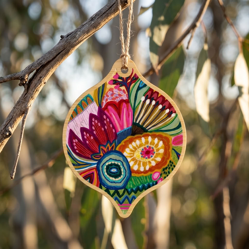Flower Power Australian Christmas Bauble Kirsten Katz