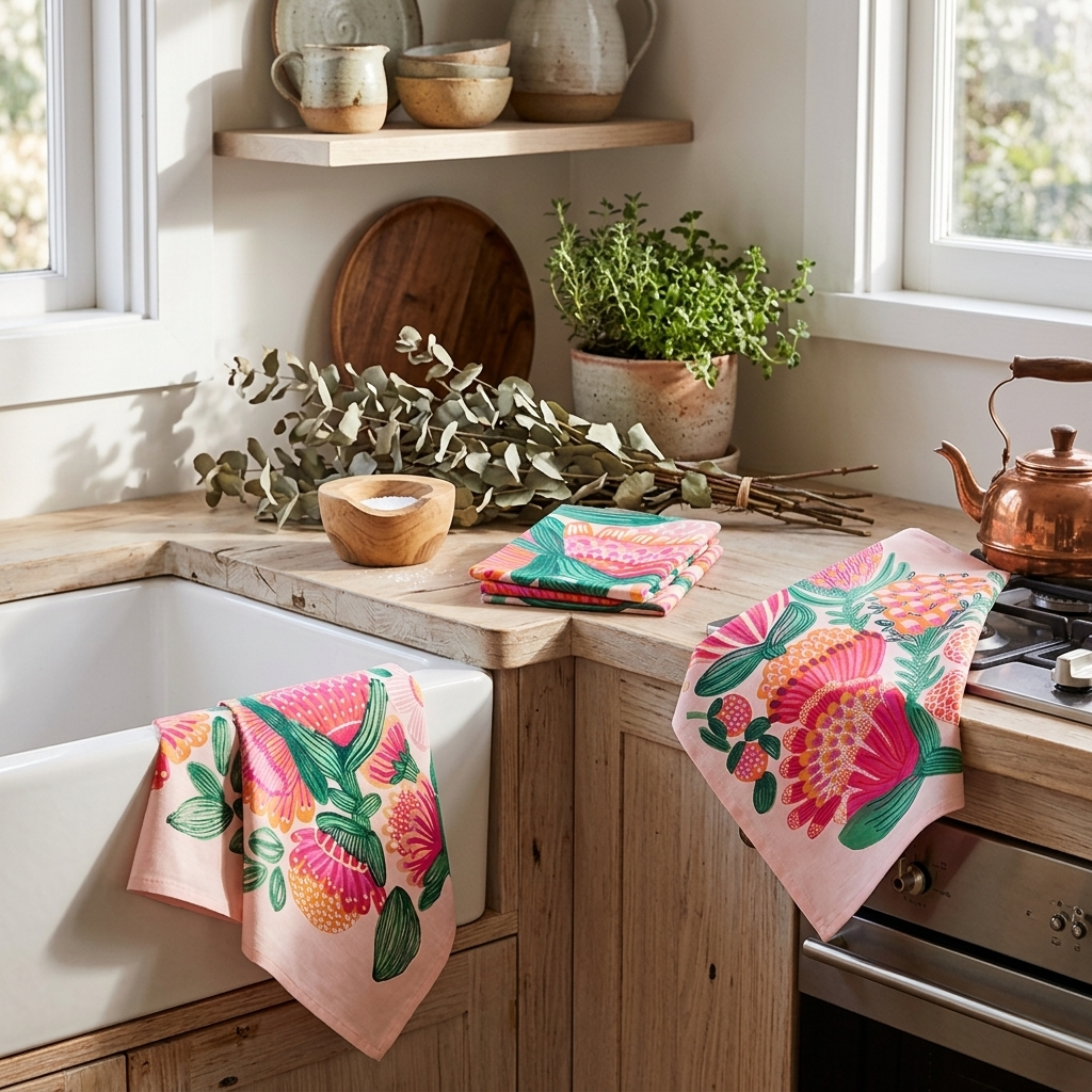 Desert Flowers Tea Towel Set.