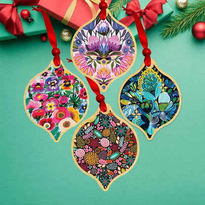 Floral Bling Christmas Ornament Bauble Set Kirsten Katz