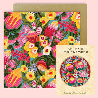 Flowers From The Bush Magnet & Card Set  Kirsten Katz