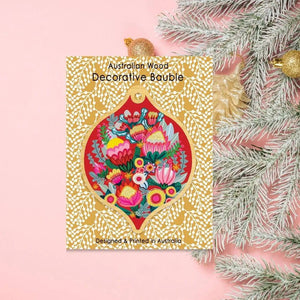 Flowers of Oz Australian Wooden Christmas Bauble Kirsten Katz
