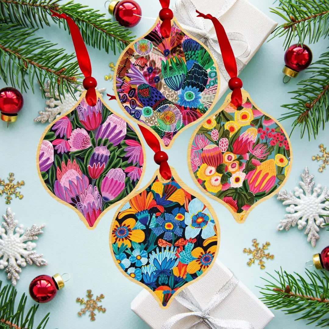 Garden of Eden Christmas Baubles Set 4  Kirsten Katz