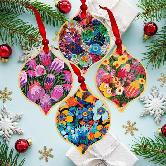 Garden of Eden Christmas Baubles Set 4  Kirsten Katz