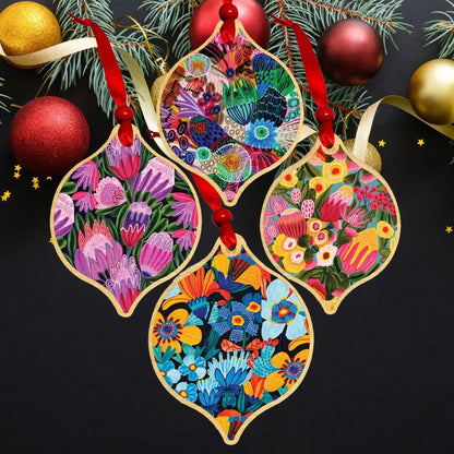 Garden of Eden Christmas Baubles Set 4  Kirsten Katz