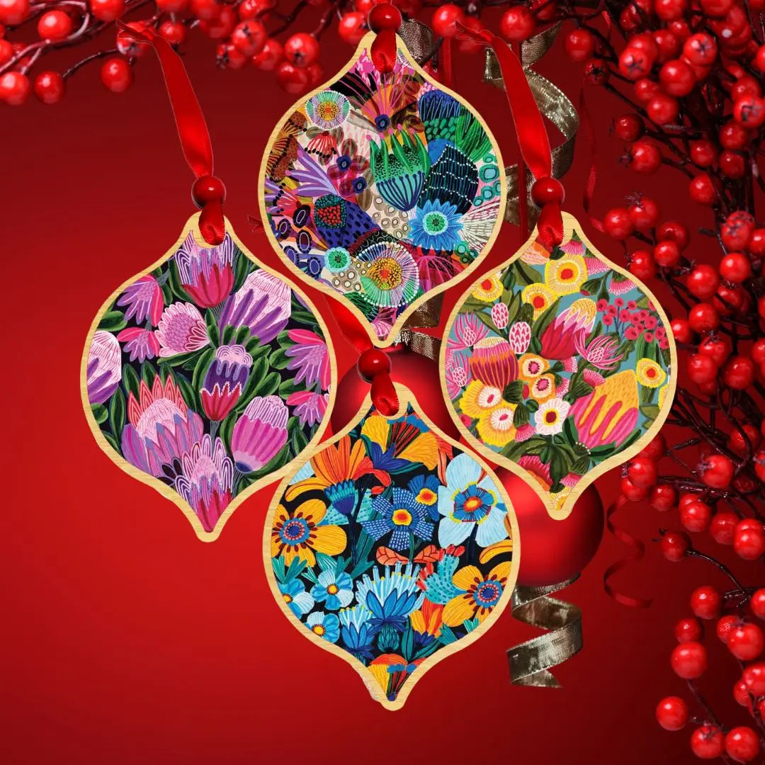 Garden of Eden Christmas Baubles Set 4  Kirsten Katz