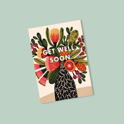 Get Well Soon Card – Native Flowers in Vase  Kirsten Katz