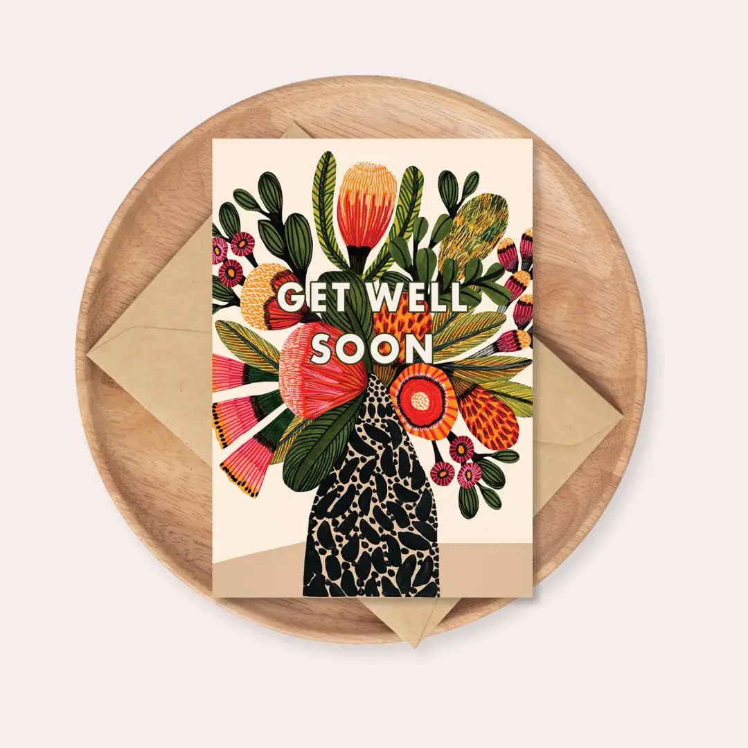 Get Well Soon Card – Native Flowers in Vase  Kirsten Katz