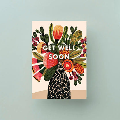 Get Well Soon Card – Native Flowers in Vase  Kirsten Katz