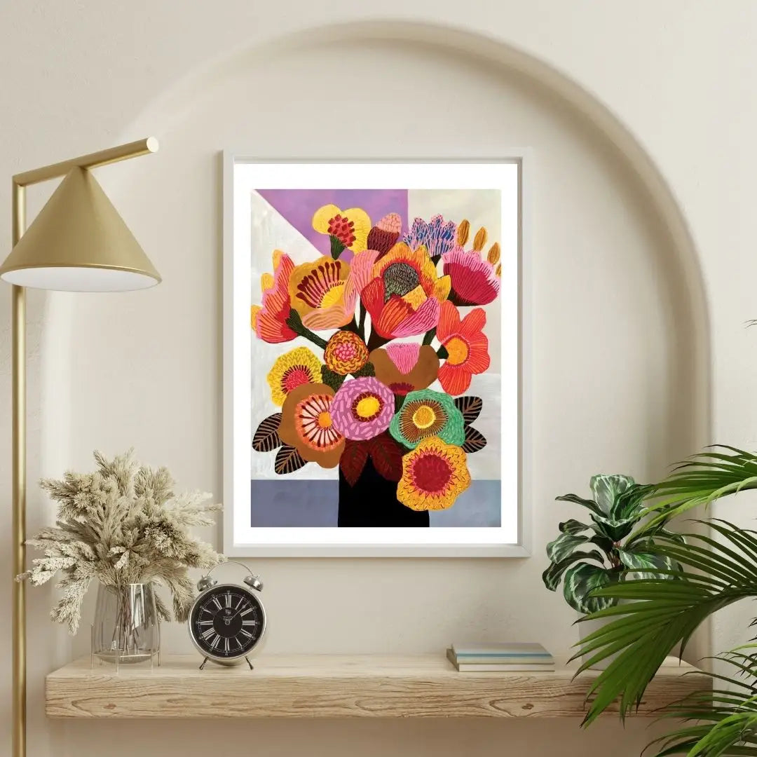 Golden Bunsh – Bold Contemporary Floral Art Print  Kirsten Katz