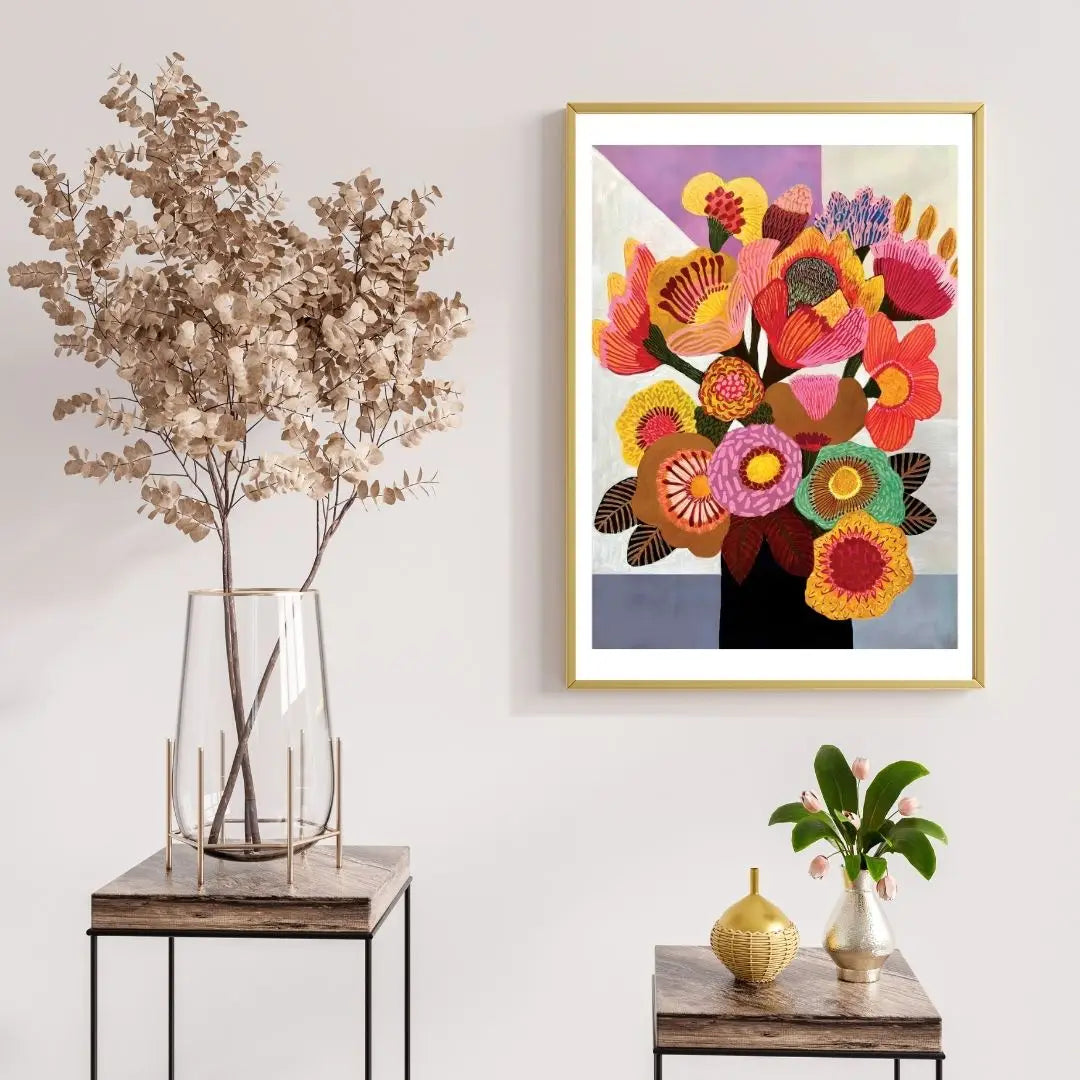 Golden Bunsh – Bold Contemporary Floral Art Print  Kirsten Katz