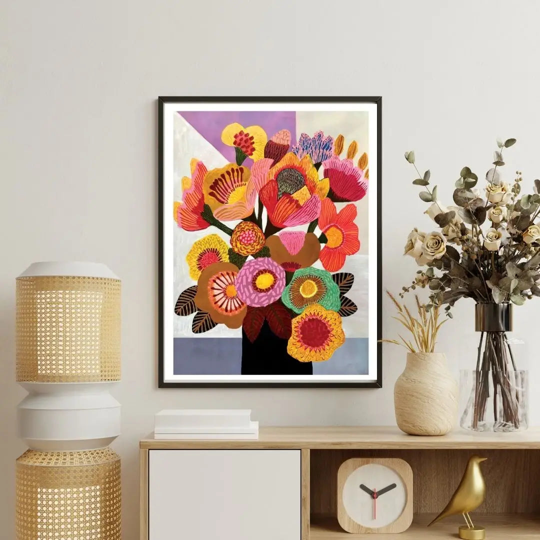 Golden Bunsh – Bold Contemporary Floral Art Print  Kirsten Katz