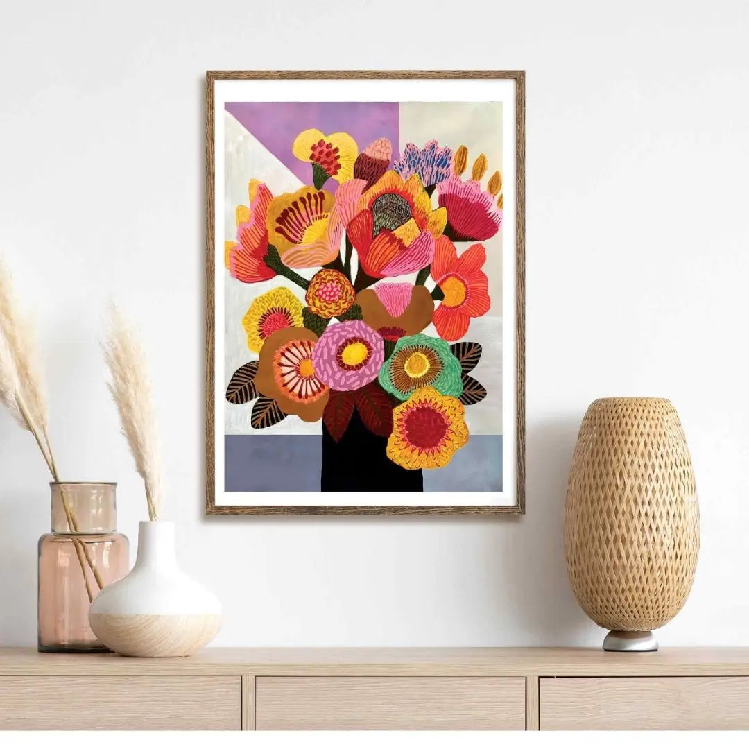 Golden Bunsh – Bold Contemporary Floral Art Print  Kirsten Katz