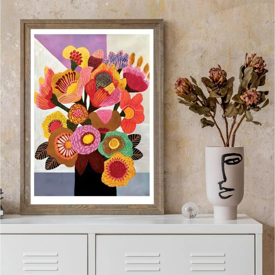 Golden Bunsh – Bold Contemporary Floral Art Print  Kirsten Katz