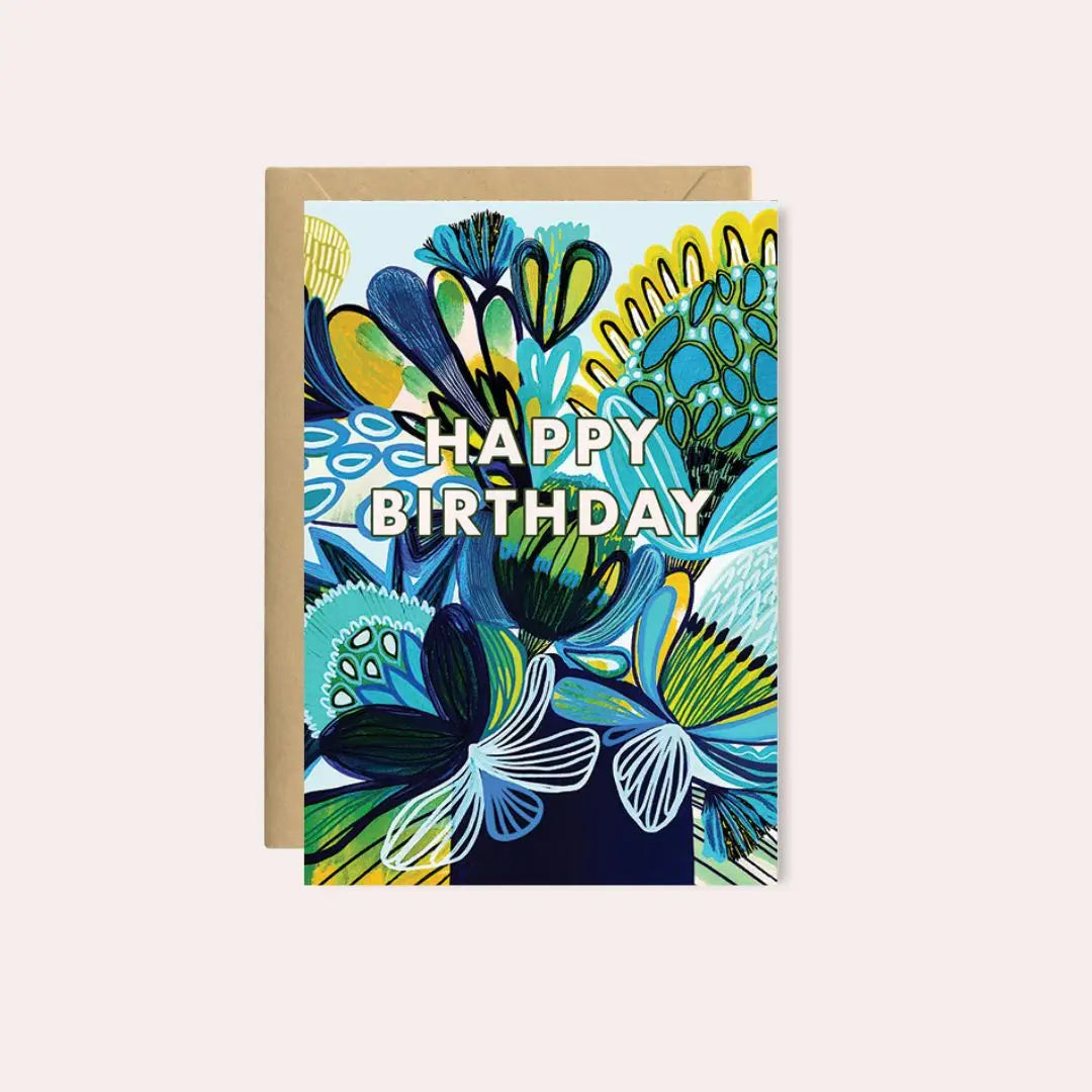 Happy Birthday Card – Blue Native Flowers  Kirsten Katz