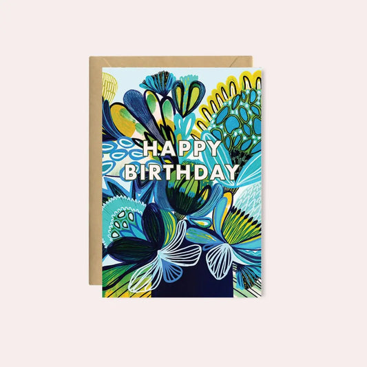 Happy Birthday Card – Blue Native Flowers  Kirsten Katz