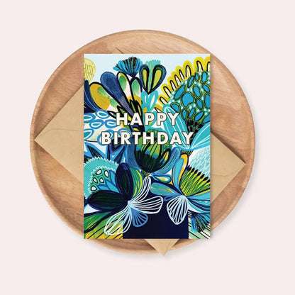 Happy Birthday Card – Blue Native Flowers  Kirsten Katz
