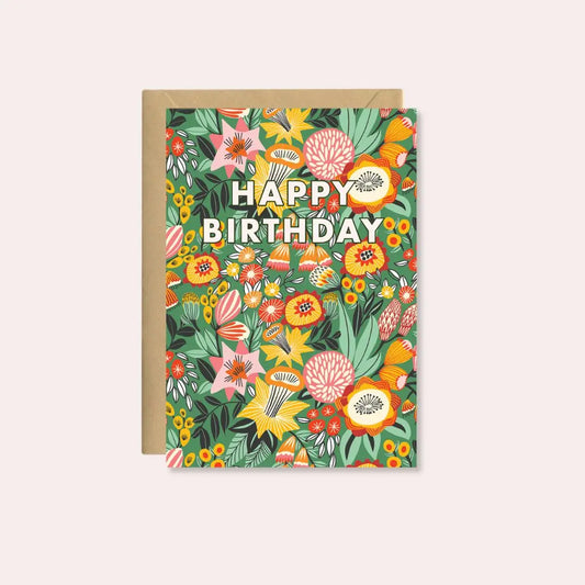 Happy Birthday Card – Daffodils & Native Flowers  Kirsten Katz