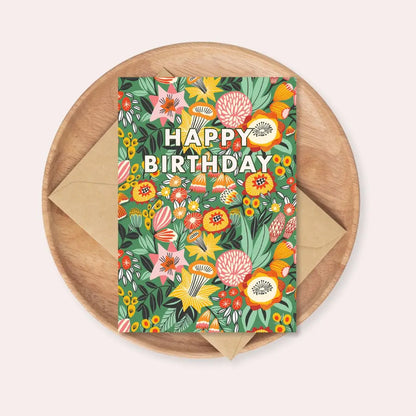 Happy Birthday Card – Daffodils & Native Flowers  Kirsten Katz