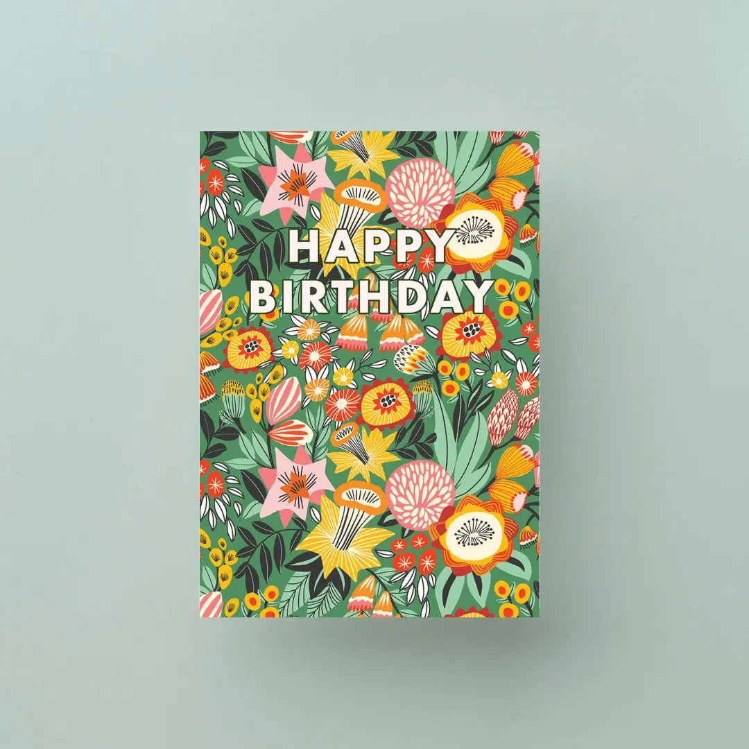 Happy Birthday Card – Daffodils & Native Flowers  Kirsten Katz