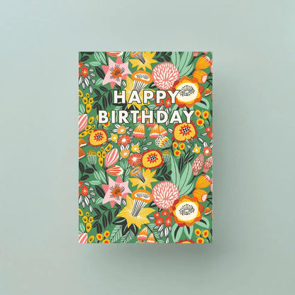Happy Birthday Card – Daffodils & Native Flowers  Kirsten Katz