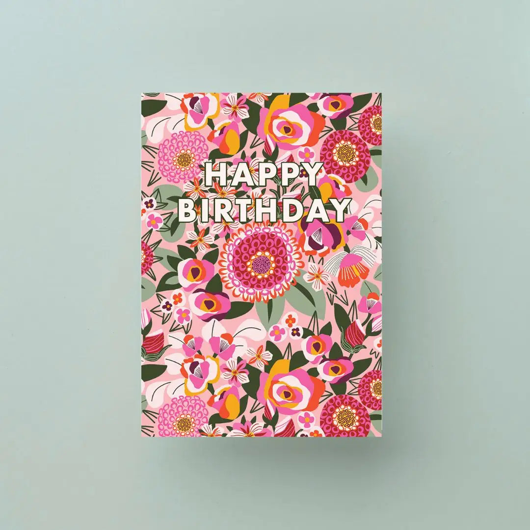 Happy Birthday Card – Lacey Blooms Pink  Kirsten Katz