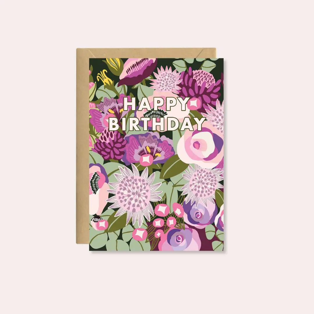 Happy Birthday Card – Purple Flowers  Kirsten Katz