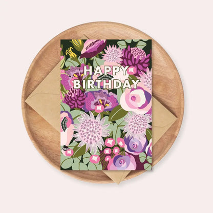 Happy Birthday Card – Purple Flowers  Kirsten Katz