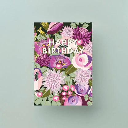 Happy Birthday Card – Purple Flowers  Kirsten Katz