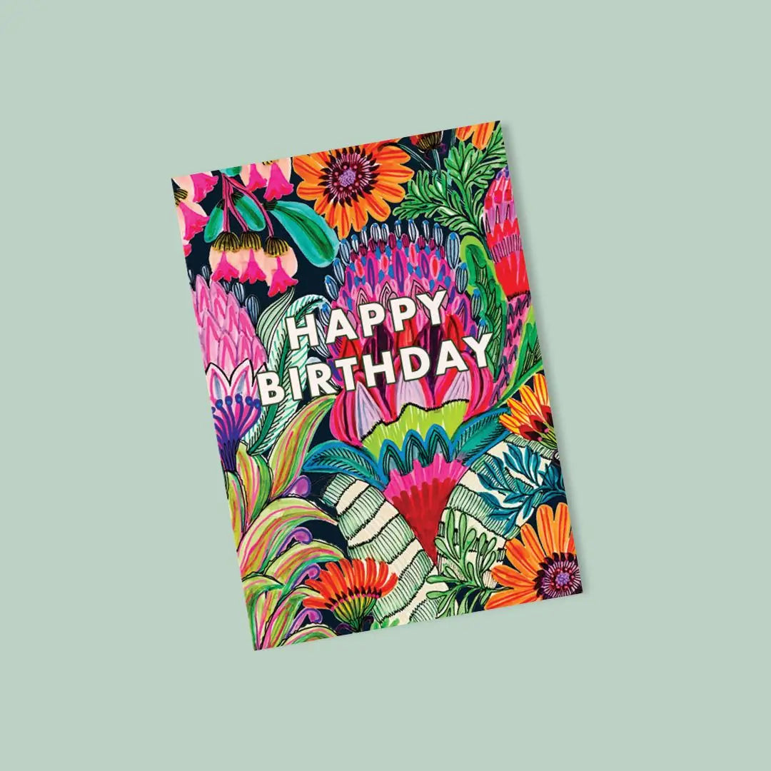 Happy Birthday Card – Tropical Flowers  Kirsten Katz