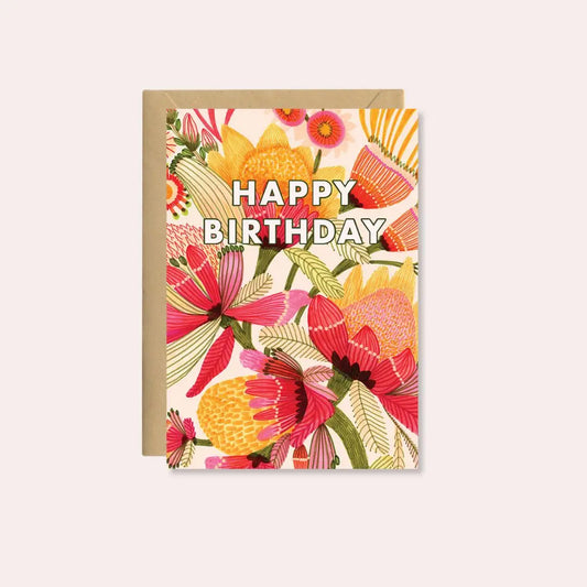 Happy Birthday Card – Wild Proteas  Kirsten Katz