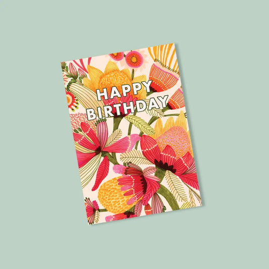 Happy Birthday Card – Wild Proteas  Kirsten Katz