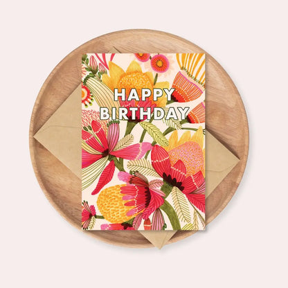 Happy Birthday Card – Wild Proteas  Kirsten Katz