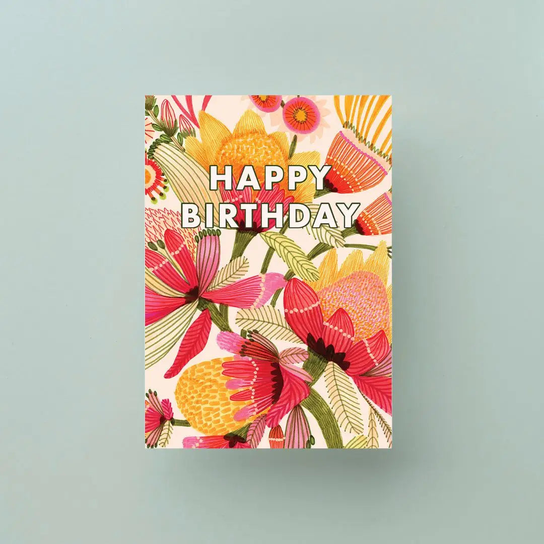 Happy Birthday Card – Wild Proteas  Kirsten Katz