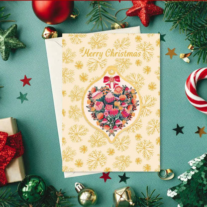 Heart of Flowers Australian Christmas Card & Bauble Kirsten Katz