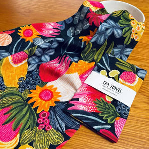 Banksia Beauty Australian tea towel, printed from an original painting by artist Kirsten Katz
