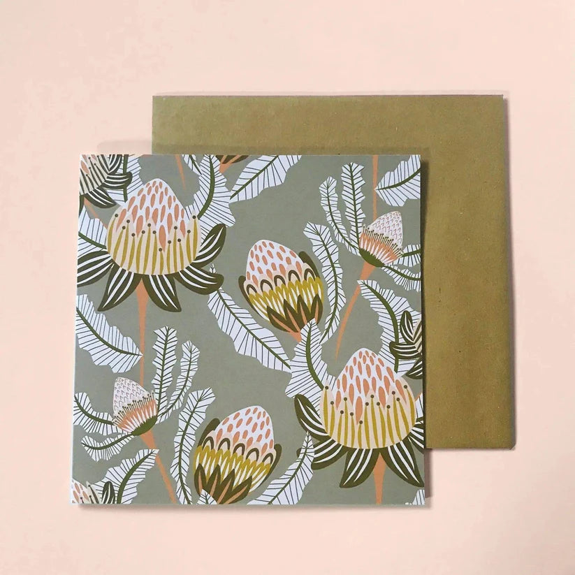 Bush Toned Proteas Greeting Card - Kirsten Katz