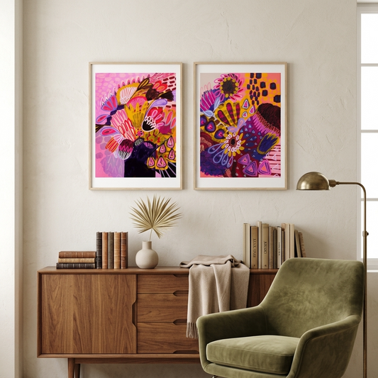 Bold Abstract Native Bloom Print Set