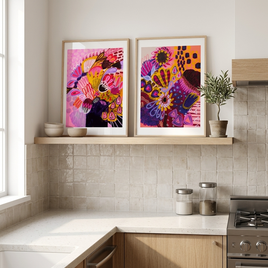Bold Abstract Native Bloom Print Set