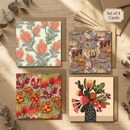 Set of 4 Greeting Cards – Neutral Natives