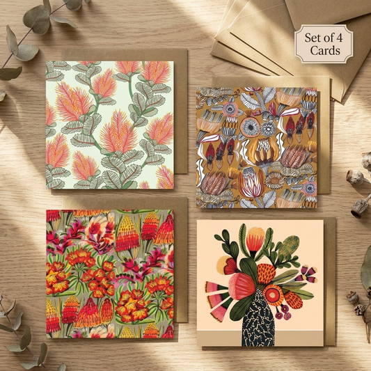 Set of 4 Greeting Cards – Neutral Natives