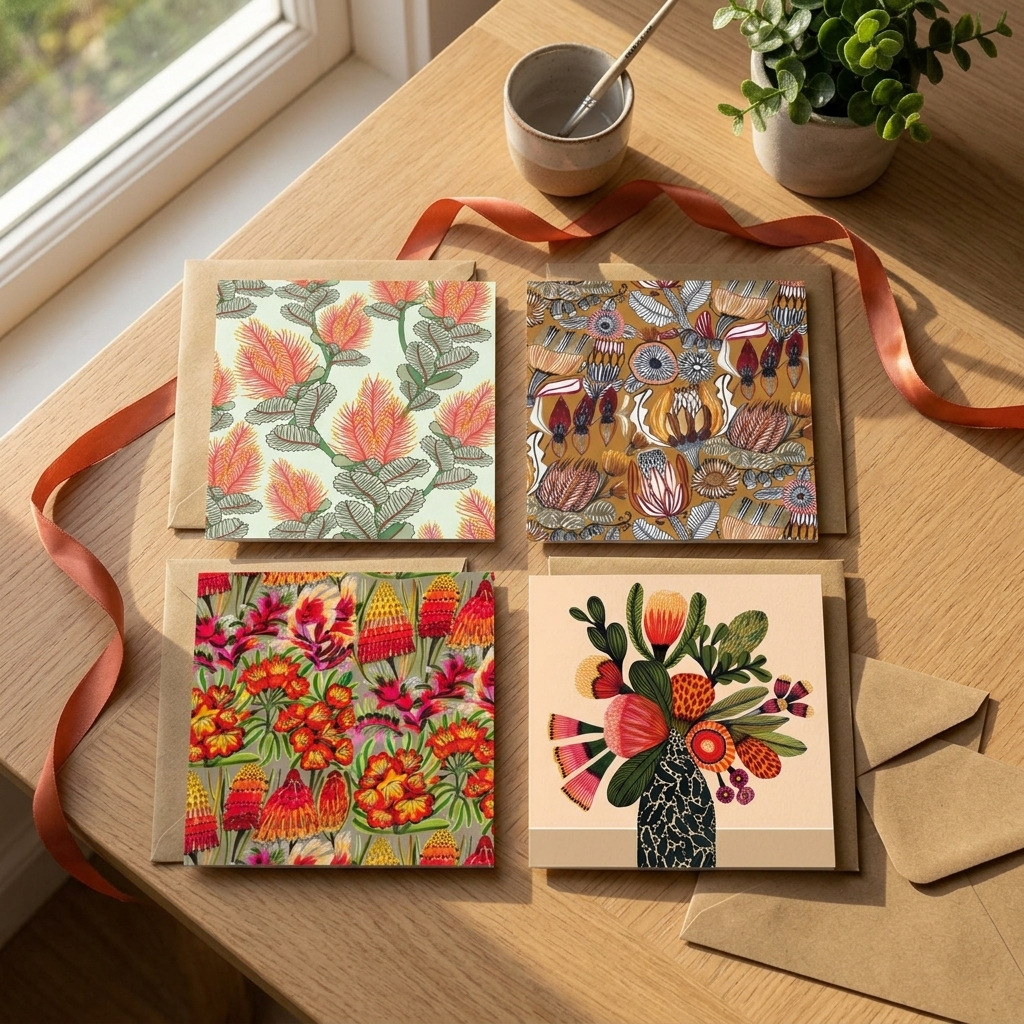 Set of 4 Greeting Cards – Neutral Natives