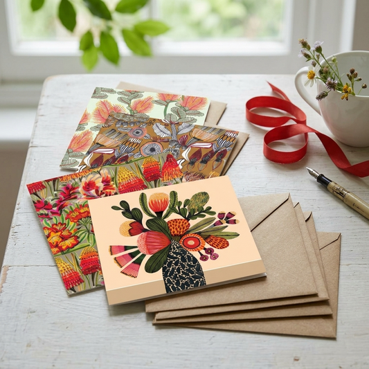 Set of 4 Greeting Cards – Neutral Natives