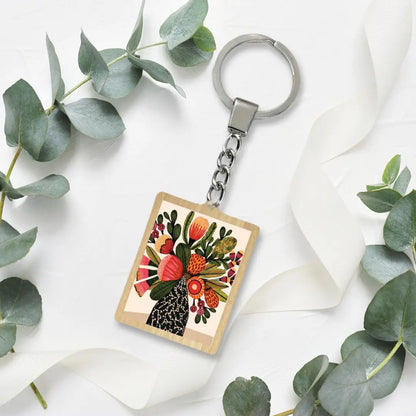 Native Flowers in Vase Wooden Keyring  Kirsten Katz