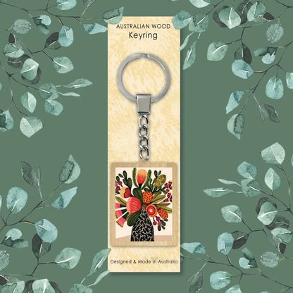 Native Flowers in Vase Wooden Keyring  Kirsten Katz