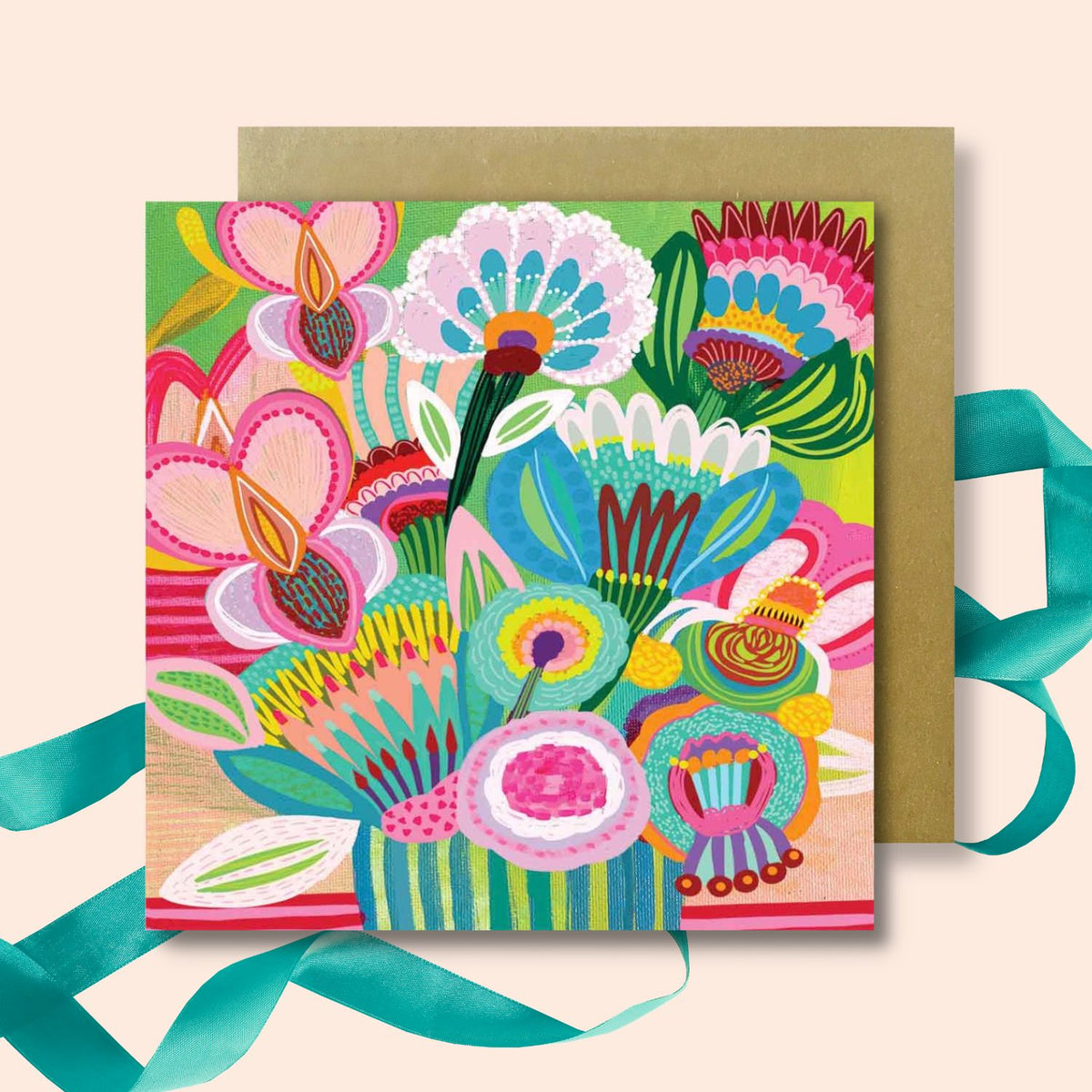 Pastel Beauties greeting card 1 - hand-painted botanical art by Kirsten Katz