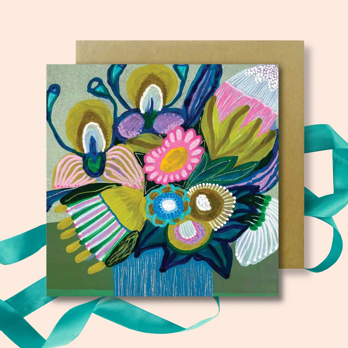 Pastel Beauties greeting card 2 - hand-painted botanical art by Kirsten Katz