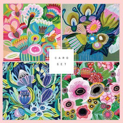 Pastel Beauties Set of 4 Australian Greeting Cards - Kirsten Katz