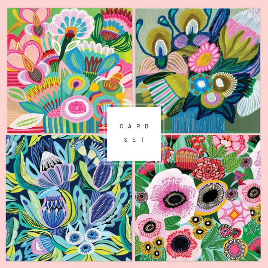 Pastel Beauties Set of 4 Australian Greeting Cards - Kirsten Katz