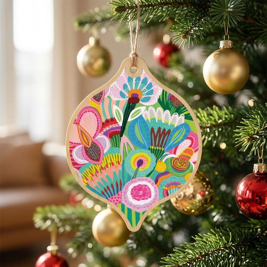 Pastel Flora Australian Christmas Bauble Kirsten Katz
